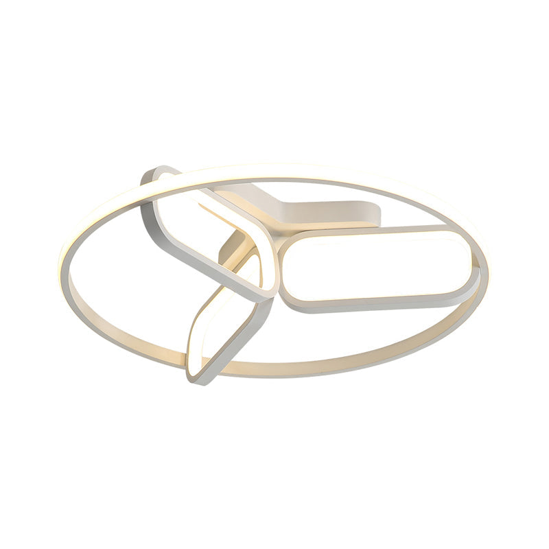 Contemporary Led Ceiling Light With Metallic Shade In Warm/White - Black/White/Gold Oval And Circle