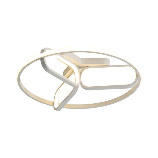 Contemporary Led Ceiling Light With Metallic Shade In Warm/White - Black/White/Gold Oval And Circle