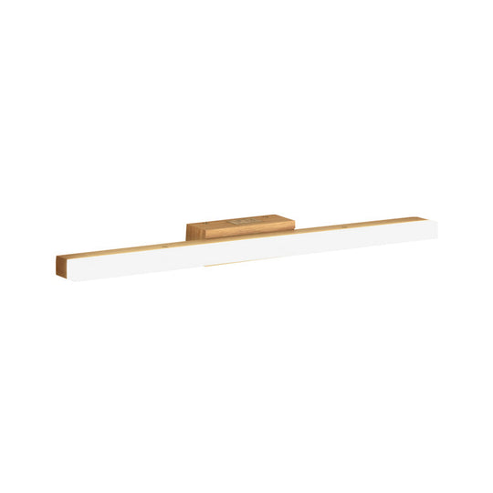 Minimalist Wood Linear Vanity Sconce Light - Beige Led Wall Fixture (16/23.5/31.5 Width)