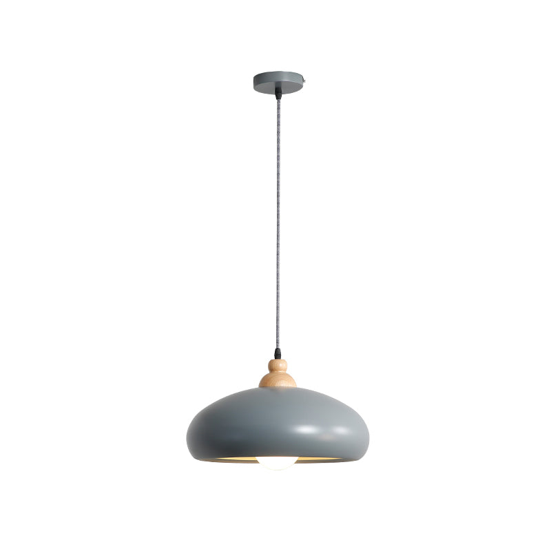 Modern Macaron Grey/Pink/Green Dining Room Pendant Light With Metal Bowl Shade