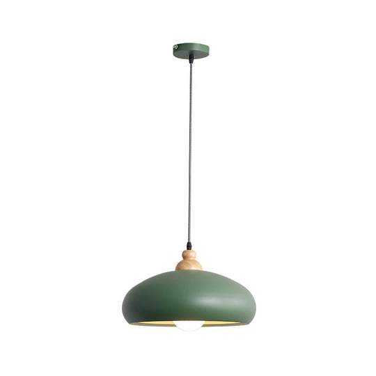 Macaron Grey/Pink/Green Pendant Light With Metal Bowl Shade For Dining Room