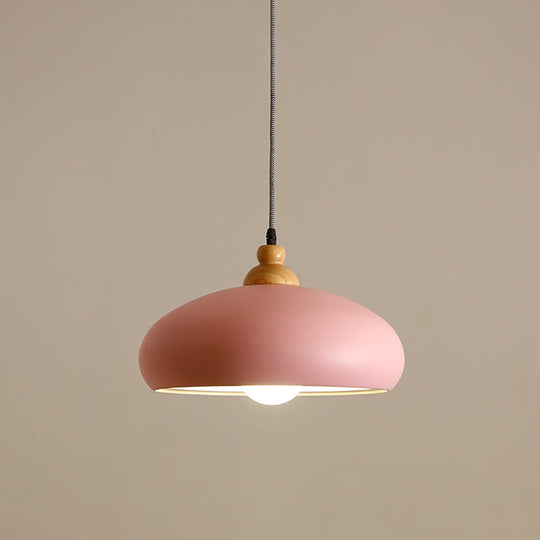 Macaron Grey/Pink/Green Pendant Light With Metal Bowl Shade For Dining Room