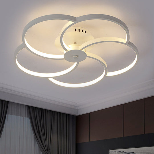 Modern Flower Metal Led Ceiling Light In 18’/21.5’ - Black/White With Warm/White/Natural Options