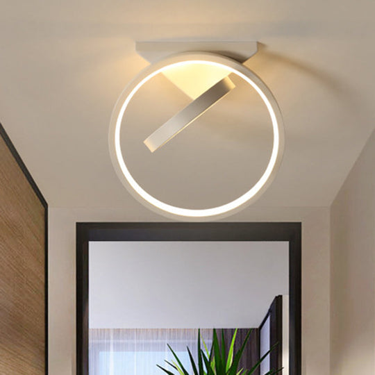 Minimalist Led Flush Light With Dual Rings - Ceiling Mount Warm/White Black/White
