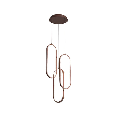Oval Frame Multi Pendant Led Down Lighting- Metallic Brown Finish With Warm/White Light