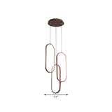 Brown Metal Oval Frame Led Pendant With Simple Style Down Lighting - Warm/White Light