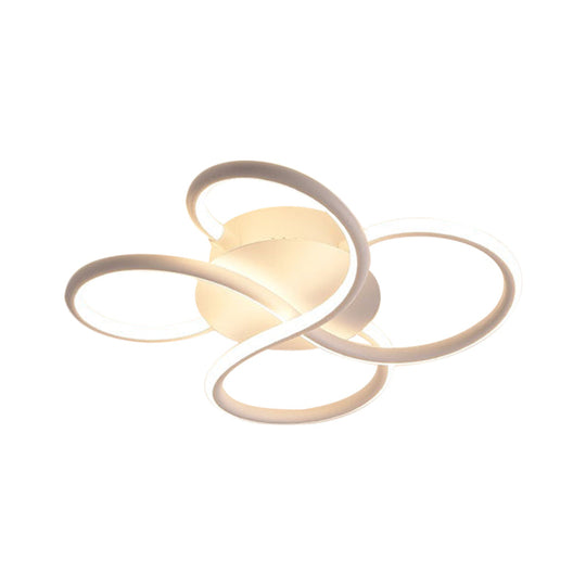 Minimalistic White Flower - Like Flush Mount Lamp - Metallic Led Ceiling Light Fixture For Bedroom