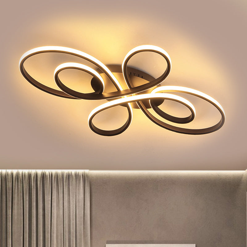 Modern Ribbons Led Ceiling Flush Mount Light In Warm/White Multiple Sizes & Colors Dark Coffee /
