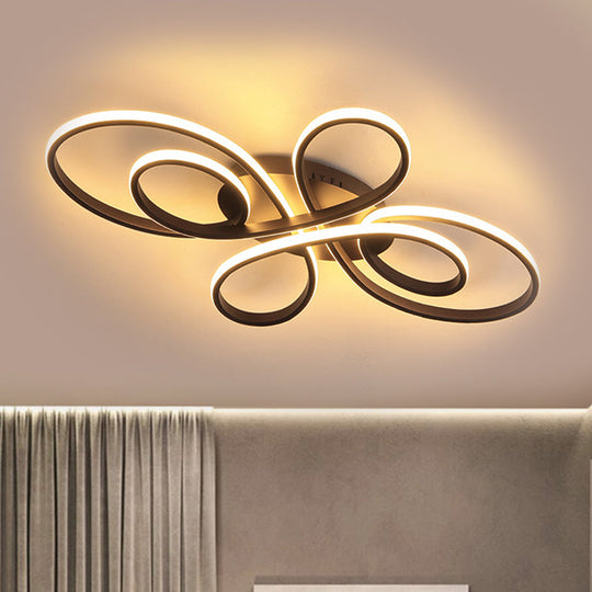 Modern Ribbons Led Ceiling Flush Mount Light In Warm/White Multiple Sizes & Colors Dark Coffee /