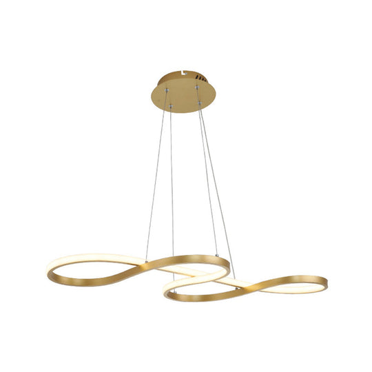 Twining Chandelier Lamp: Modern Black/White/Gold Led Pendant Light In Warm/White Glow