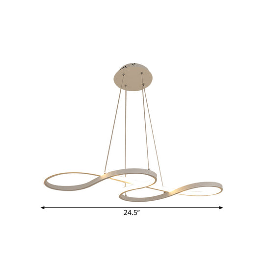 Twining Chandelier Lamp: Modern Black/White/Gold Led Pendant Light In Warm/White Glow