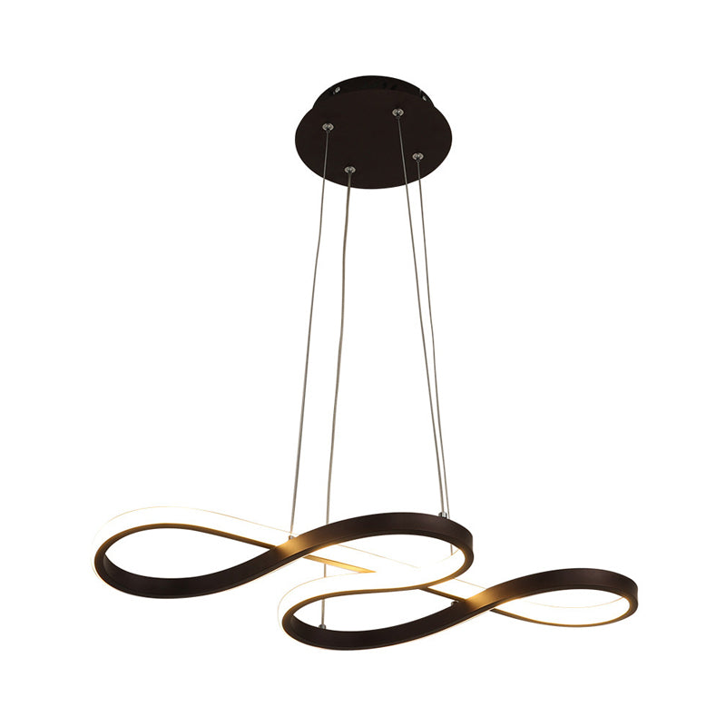 Twining Chandelier Lamp: Modern Black/White/Gold Led Pendant Light In Warm/White Glow