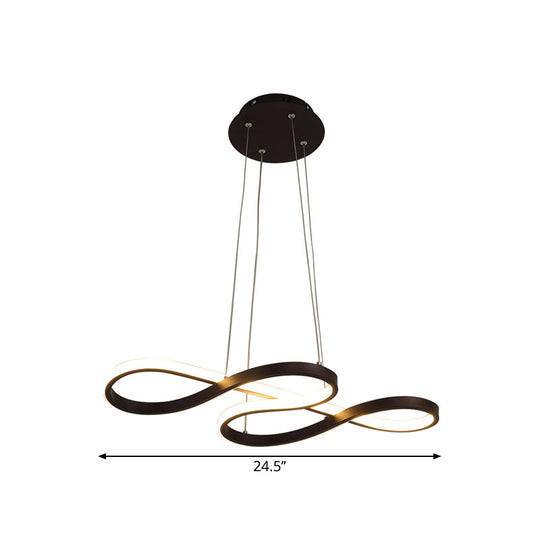 Twining Chandelier Lamp: Modern Black/White/Gold Led Pendant Light In Warm/White Glow