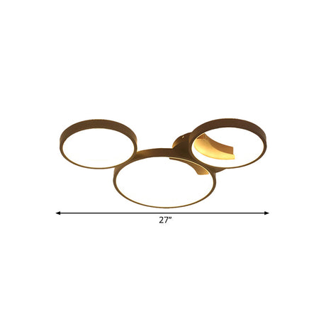 Modern Metal Bubble Rings Flush Mount Led Ceiling Light - 3/4/5-Head Black Surface
