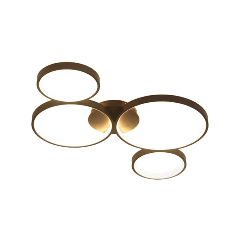 Modern Metal Bubble Rings Flush Mount Led Ceiling Light - 3/4/5 - Head Black Surface