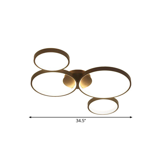 Modern Metal Bubble Rings Flush Mount Led Ceiling Light - 3/4/5 - Head Black Surface