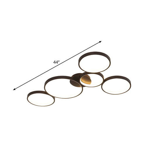 Modern Metal Bubble Rings Flush Mount Led Ceiling Light - 3/4/5 - Head Black Surface