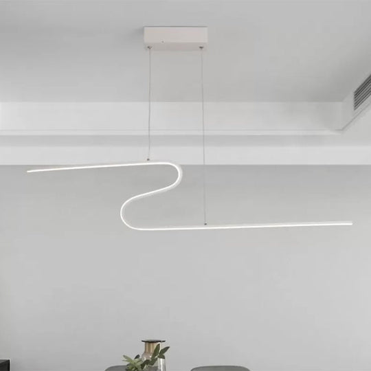 Z-Shaped Linear Island Light Metallic Pendant With Warm/White Led For Dining Room And Kitchen In