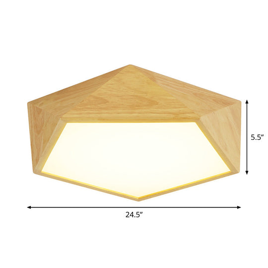 Modern Wood Frame Led Ceiling Light - Beige Warm/White 16.5/20.5/24.5 Wide