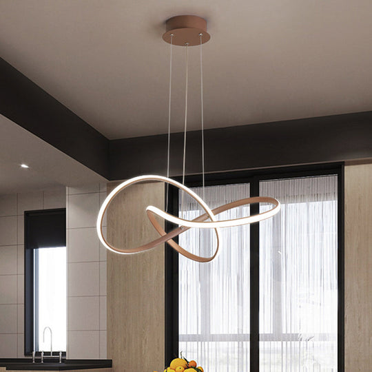 Contemporary Twine Metallic Ceiling Chandelier Led Pendant Lamp - 21’/25’ Wide Warm/White Light