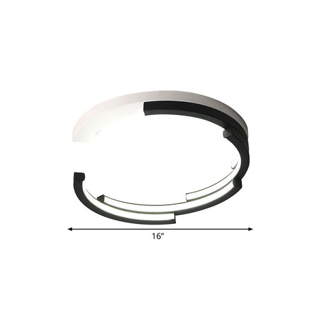 C-Shaped Led Flushmount Ceiling Light Minimalist Acrylic 16/19.5 Wide Black/White 3 Color