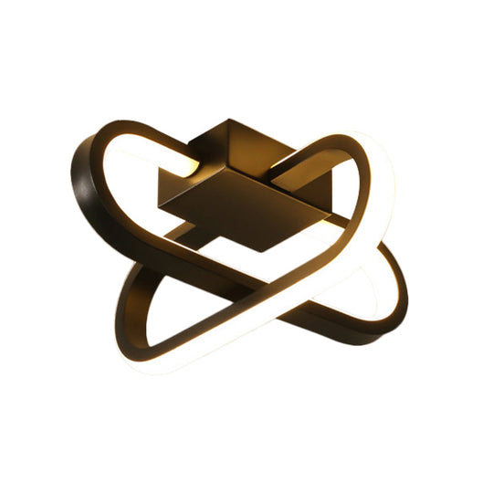 Modern Hotel Led Flush - Mount Ceiling Lamp In Black/White With Acrylic Shade - Warm/White Light