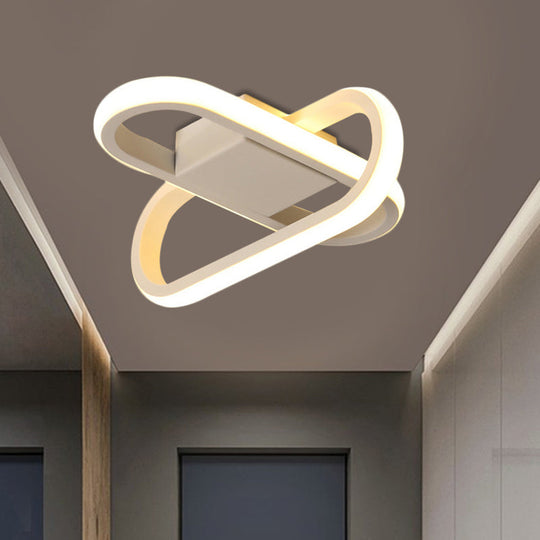 Modern Hotel Led Flush - Mount Ceiling Lamp In Black/White With Acrylic Shade - Warm/White Light