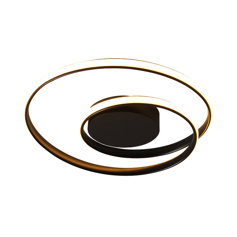 Contemporary Led Ceiling Flush Mount In Black/White - 18’/23.5’ Wide With Warm/White Light