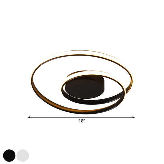 Contemporary Led Ceiling Flush Mount In Black/White - 18’/23.5’ Wide With Warm/White Light