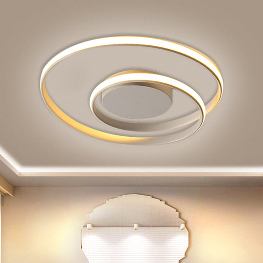 Contemporary Led Ceiling Flush Mount In Black/White - 18’/23.5’ Wide With Warm/White Light