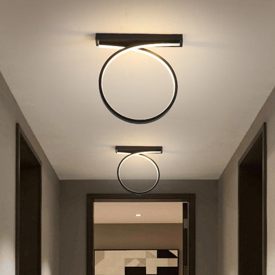Black/Gold Flush Mount Ceiling Light Simplicity Metal Led Flushmount (Warm/White Light) For