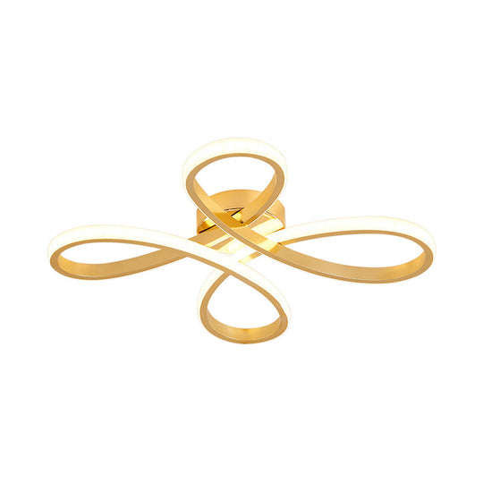 Chinese Knot Modern Metallic Led Gold Semi Flush Ceiling Lamp Warm/White Light 19.5’/25.5’ Wide