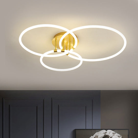 Sleek Acrylic Circle Led Ceiling Light In Warm/White - Modern Semi Flush Mount 23’/34.5’ Wide