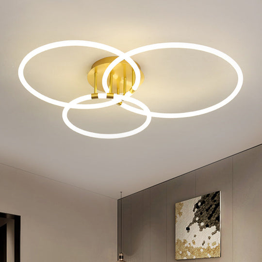 Sleek Acrylic Circle Led Ceiling Light In Warm/White - Modern Semi Flush Mount 23’/34.5’ Wide