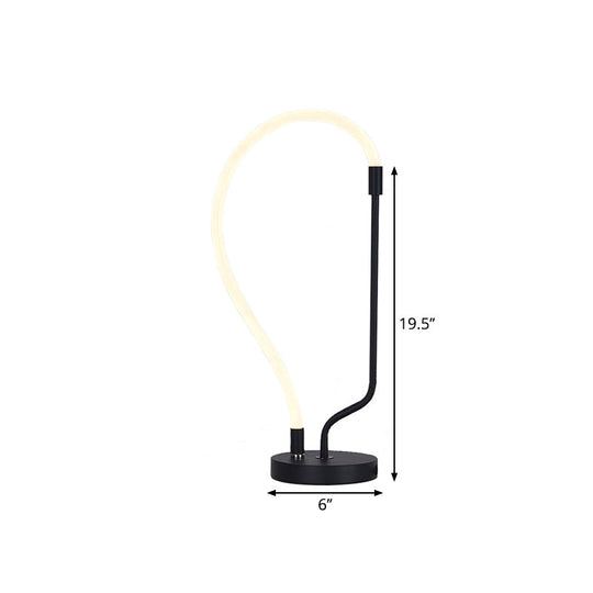 - Black Led Bedside Desk Lighting Modernist Nightstand Light With Gooseneck Plastic Shade