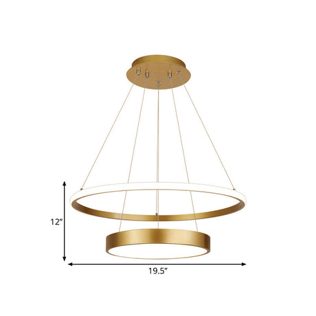 Gold 2-Tier Drop Led Chandelier With Warm/White Light