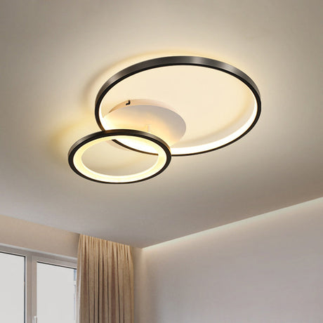16/19.5 Minimal Iron Bedroom Led Ceiling Mount Lamp - Warm/White Light Black / 16 Warm