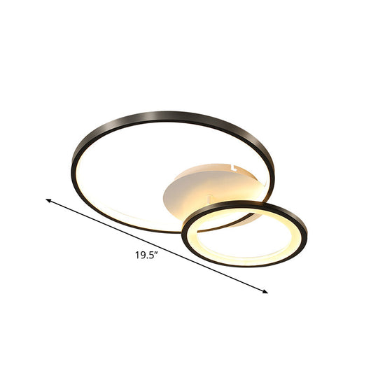 16/19.5 Minimal Iron Bedroom Led Ceiling Mount Lamp - Warm/White Light Black