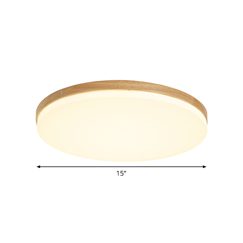 Minimalistic Led Flush Mount Bedroom Light In Beige With Circular Acrylic Shade 10’/15’/19’ W