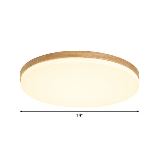 Minimalistic Led Flush Mount Bedroom Light In Beige With Circular Acrylic Shade 10’/15’/19’ W