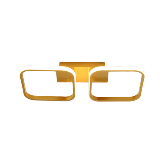 Gold Semi-Mount Led Ceiling Lamp For Modern Study Room With Acrylic And Warm/White Lighting