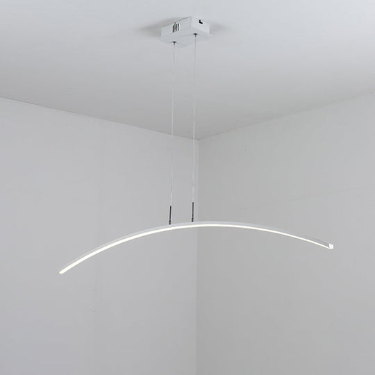 Curved Metallic Black/White Led Island Lamp For Warm/White Lighting