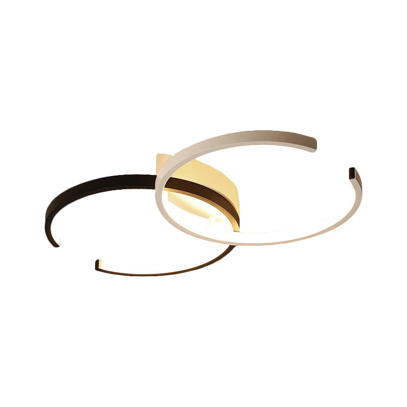 Minimalistic Black/White Acrylic Double - C Close To Ceiling Led Lamp With Warm/White Light
