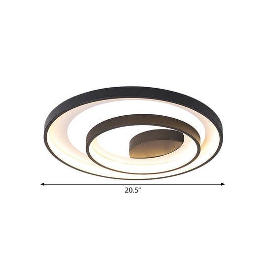 Circle Ceiling Lamp - Metallic Flush Mount Lighting In Black With Warm/White Led Light