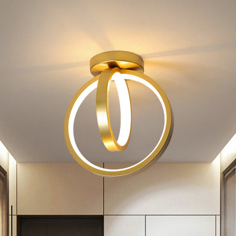 Minimalist Led Flush Mount Light For Hallways - Circular Black/Gold Warm/White