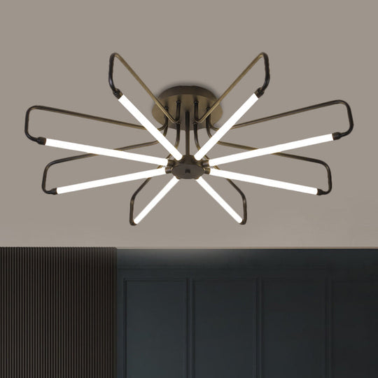 Modern Black/Gold Led Floral Frame Ceiling Lamp In Warm/White Light 24.5/39 Wide Black / 39 Warm