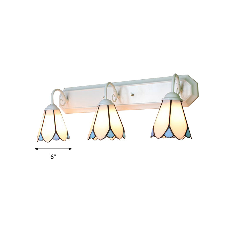 Tiffany Lily White Glass Sconce Light - 3-Light Wall Mounted Lighting For Bedroom