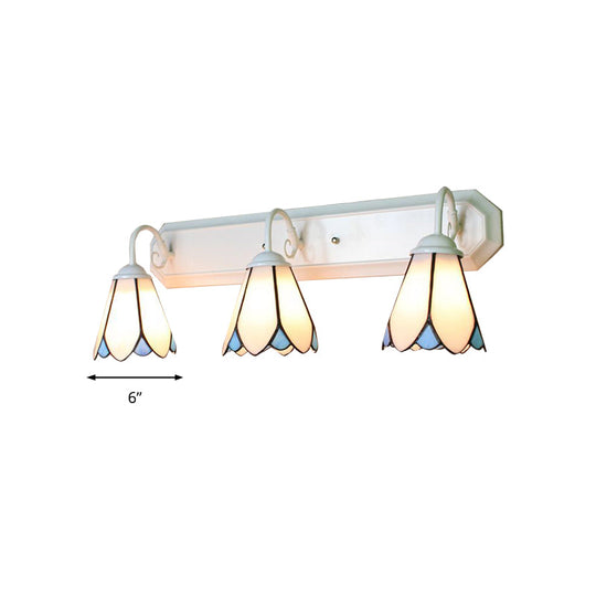 Tiffany Lily White Glass Sconce Light - 3-Light Wall Mounted Lighting For Bedroom