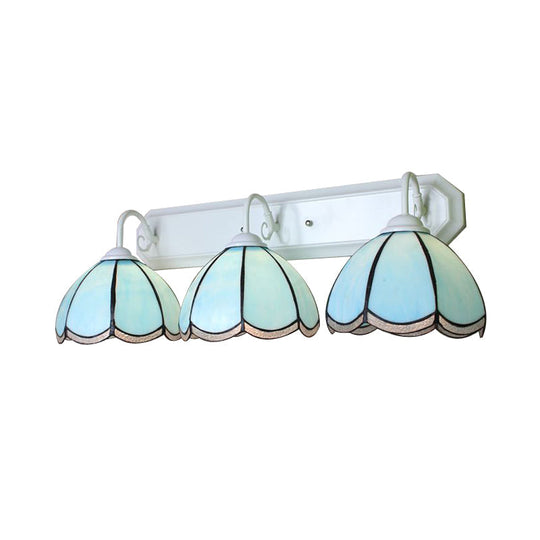 Tiffany Blue Glass Wall Sconce Light With Linear Backplate