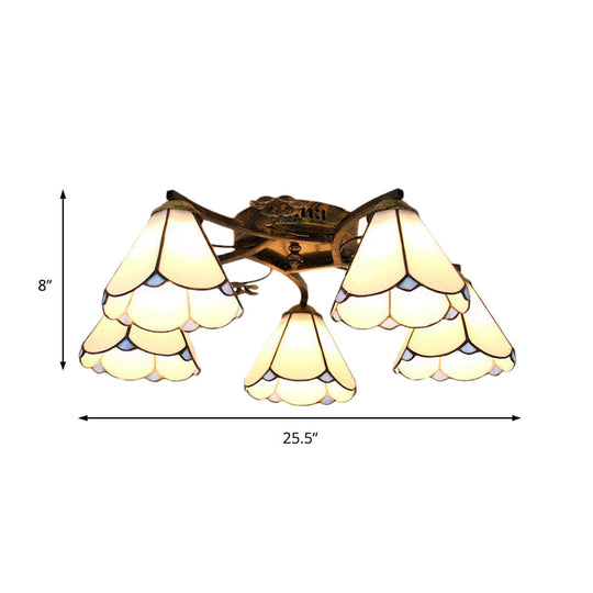 Antique Bronze Loft Cone Semi Flush Mount Light With White Glass - Perfect For Your Bedroom